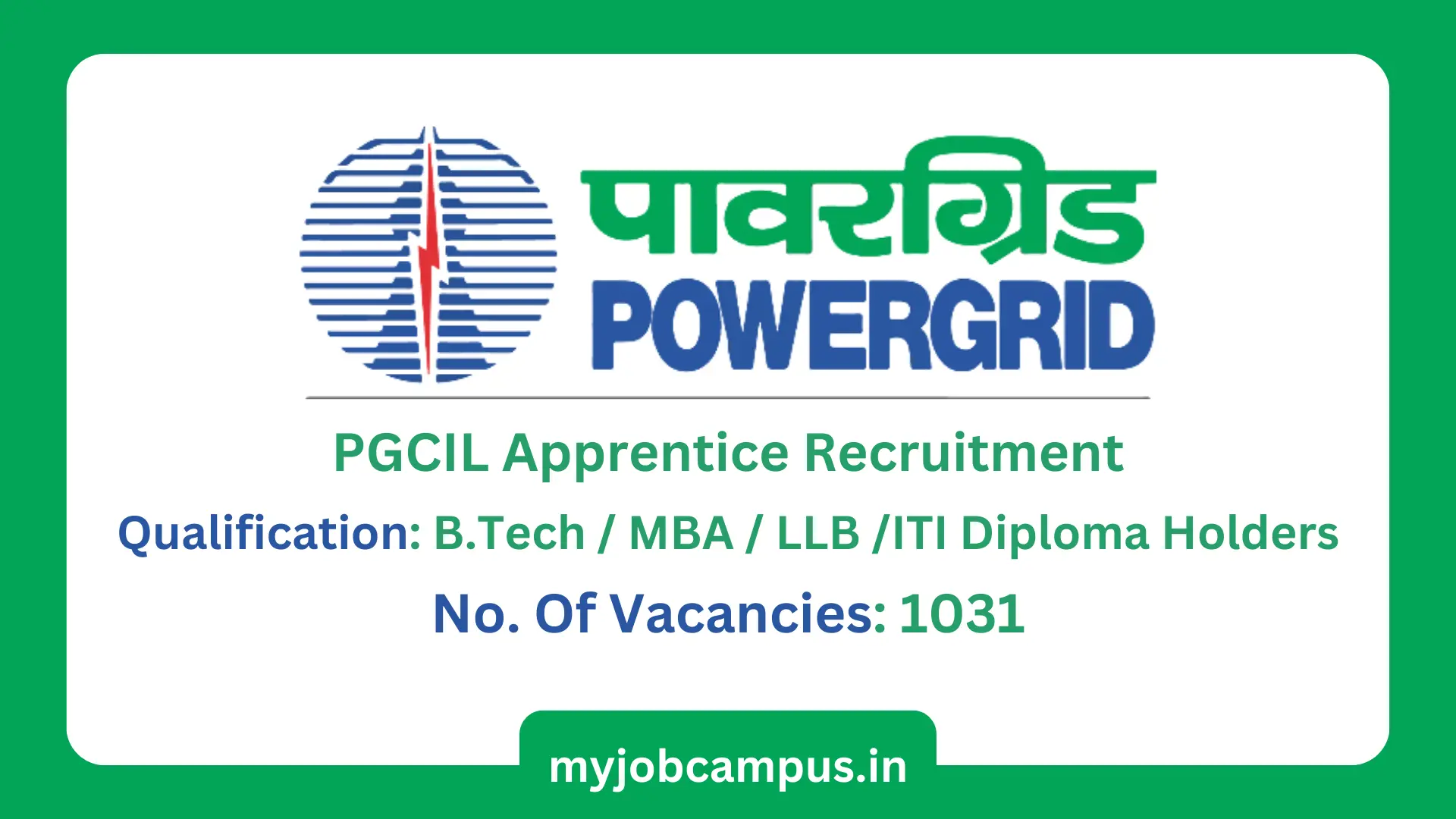 PGCIL Apprentice Recruitment 2024