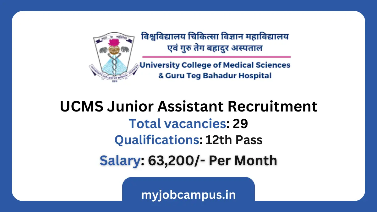 UCMS Junior Assistant Recruitment 2024