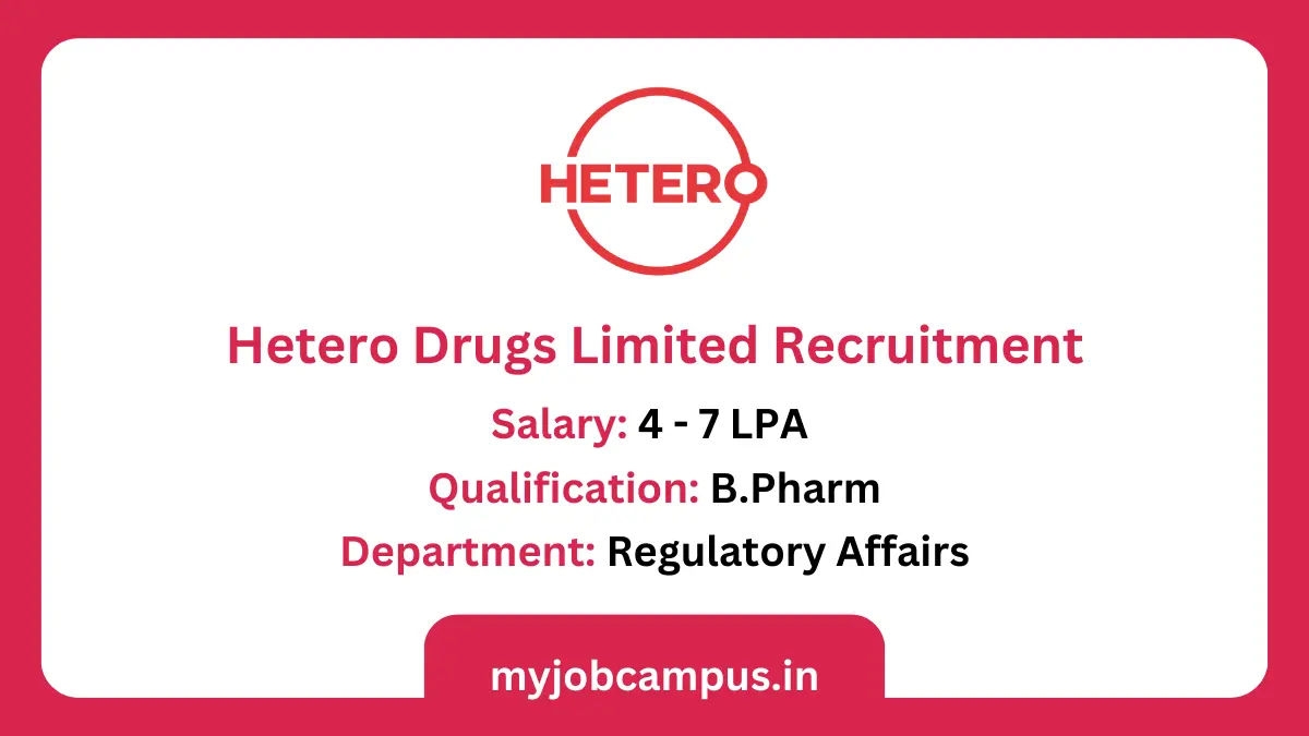 Hetero Drugs Regulatory Affairs Recruitment