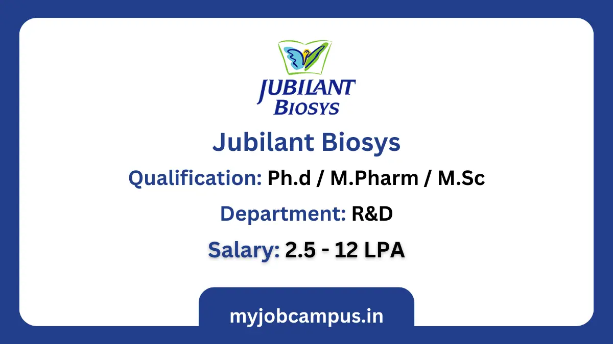 Jubilant Biosys Research Associate