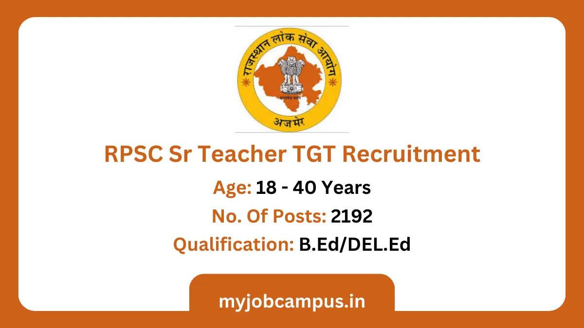 RPSC Sr Teacher Recruitment 2024