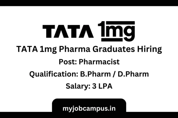 TATA 1mg Pharmacist Vacancy for Pharma Freshers In Noida TATA 1mg Pharamcist Vacancy