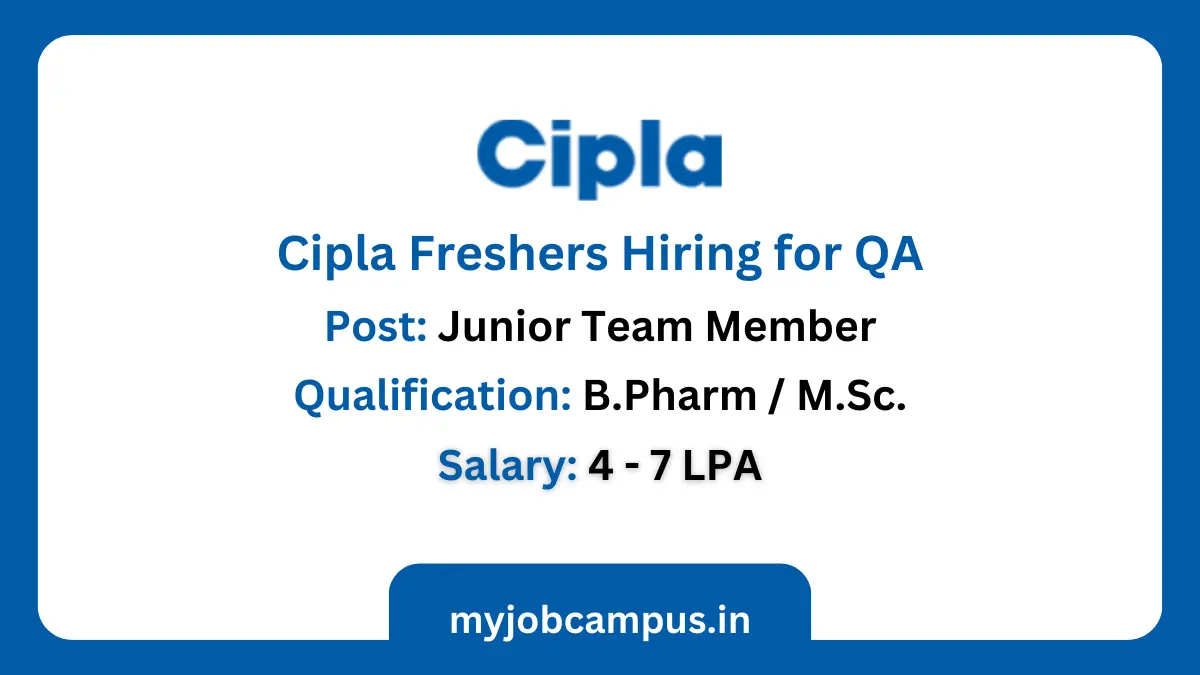 Vacancy In Cipla for fresher
