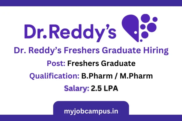 Dr. Reddy's Laboratories Fresher Graduate Hiring