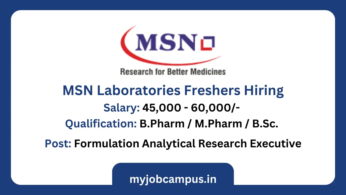 MSN Labs Formulation Analytical Research Executive