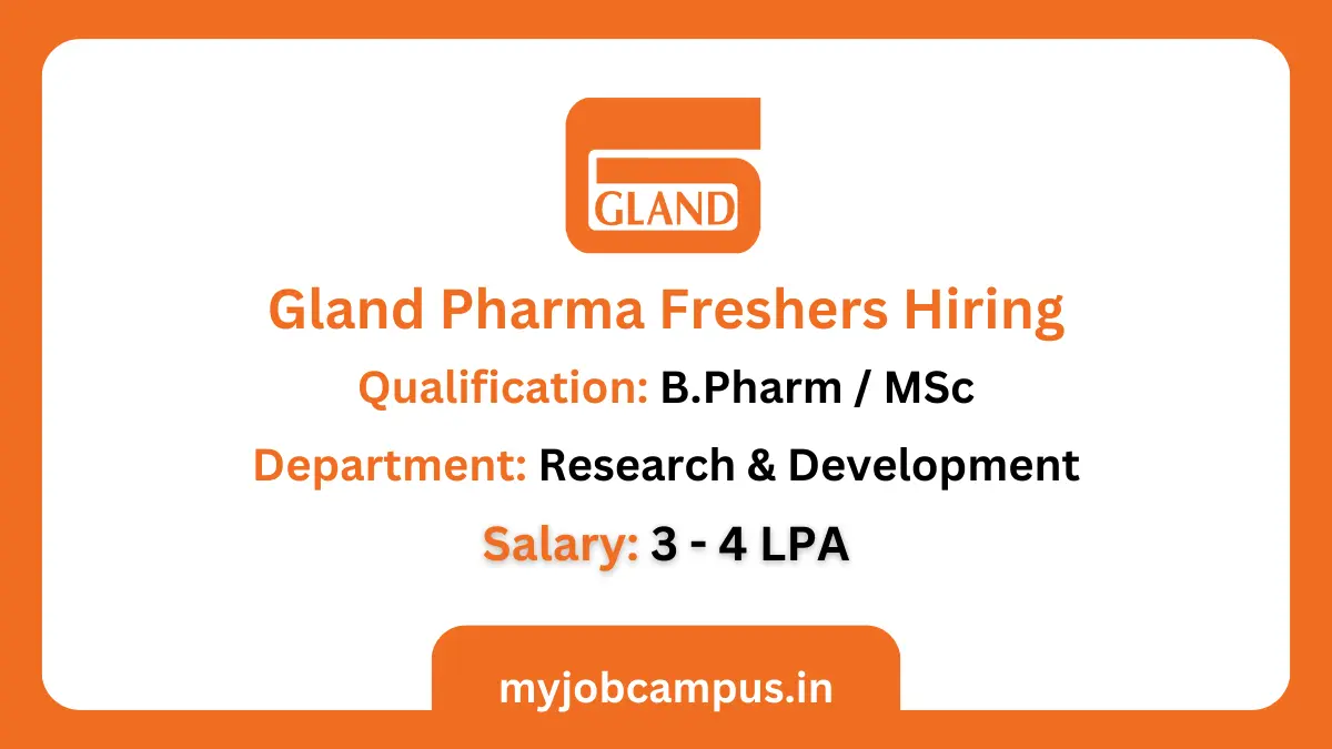 Gland Pharma R&D Jobs