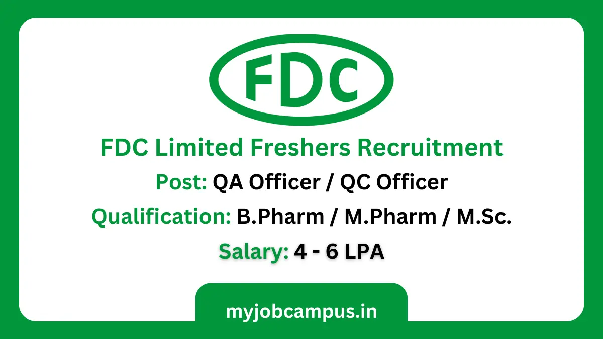 FDC Limited Quality Assurance Jobs