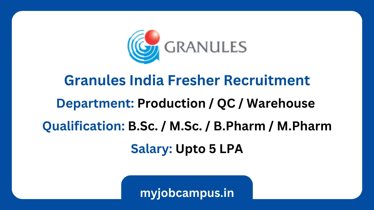 Granules India Production QC Warehouse Jobs