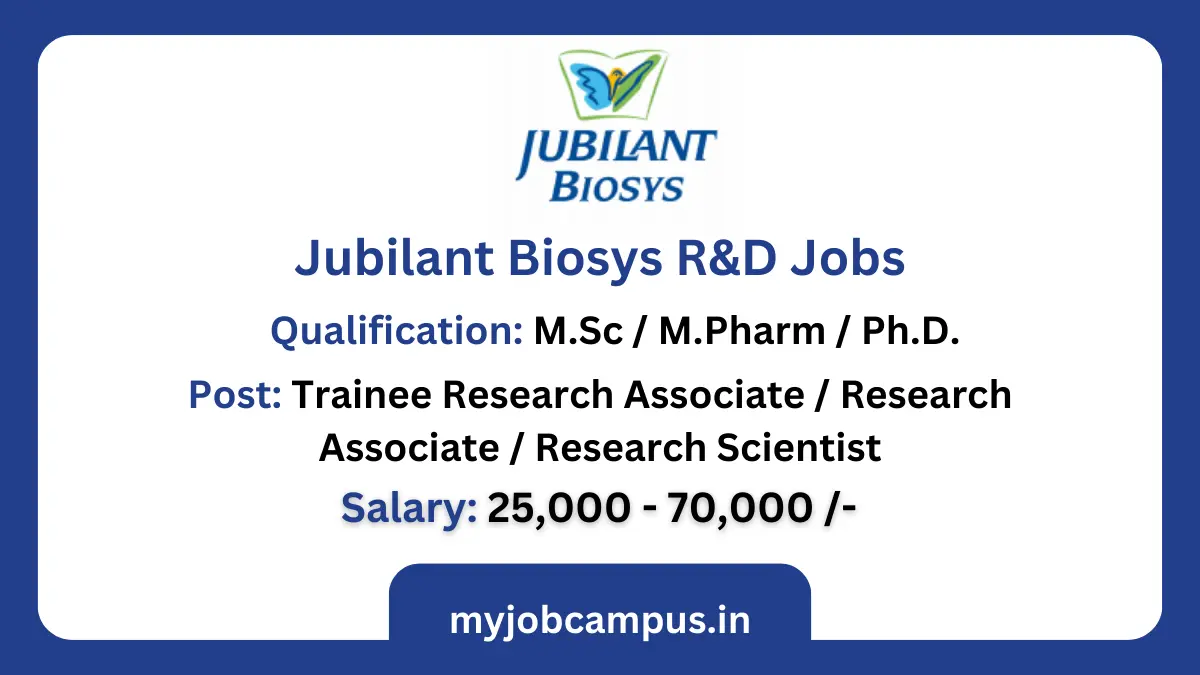 Jubilant Biosys R&D Jobs
