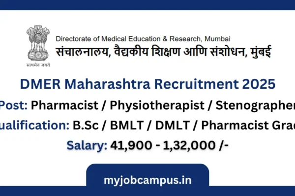DMER Maharashtra Recruitment 2025 for 207 Pharmacists Post DMER Maharashtra Recruitment 2025