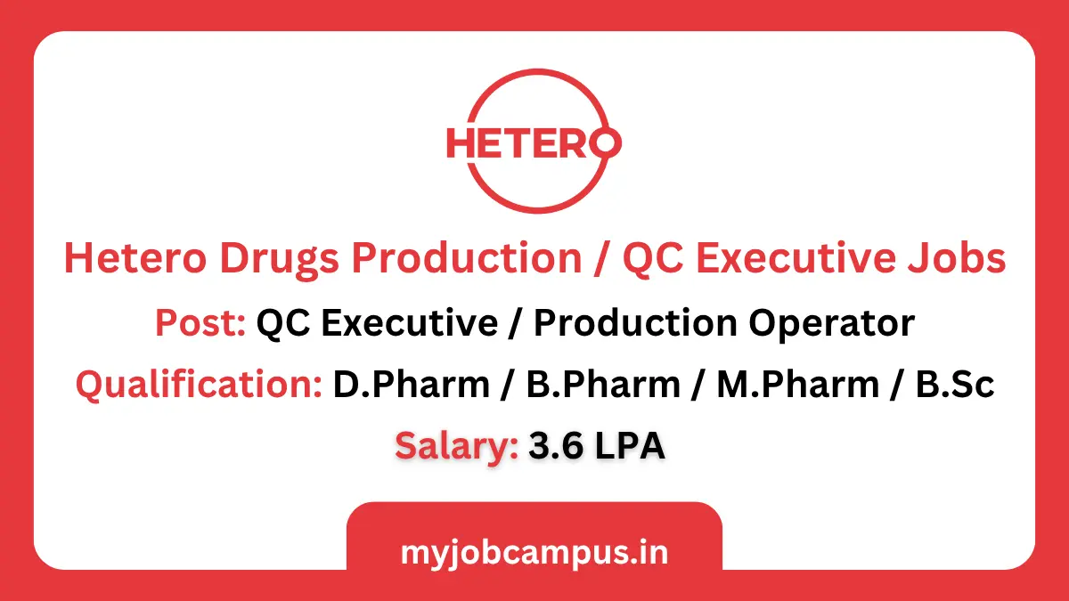 Hetero Drugs Production QC Jobs