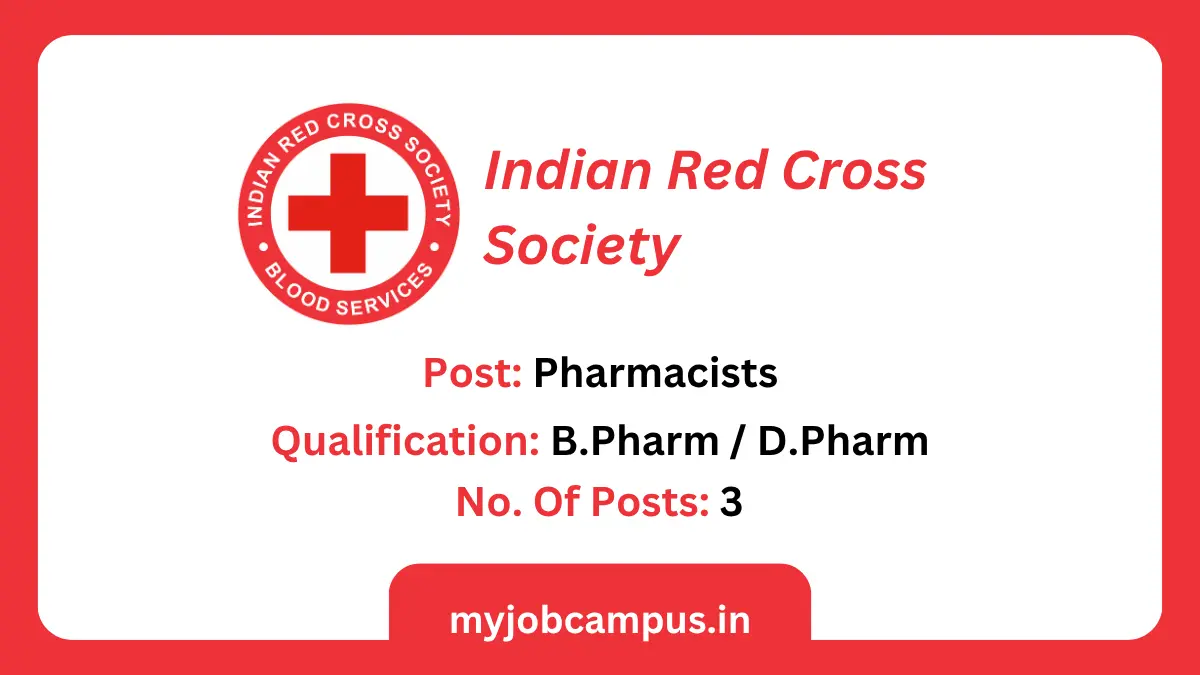 IRCS - Indian Red Cross Society Pharmacist Jobs