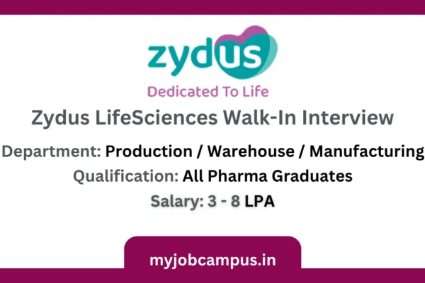 Zydus Life Science Limited Walk-In Interview For Production Officer Jobs Zydus Lifesciences Walk-In Interview