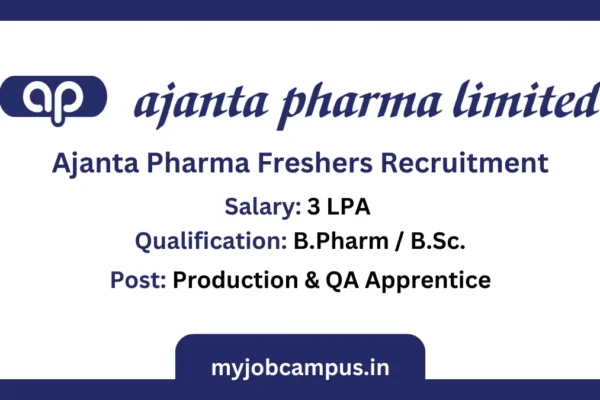 Ajanta Pharma Production & QA Apprentice Job