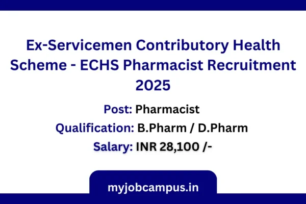 ECHS Pharmacist Recruitment 2025
