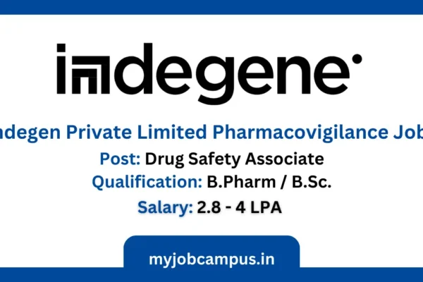 Indegen private limited drug safety associate job