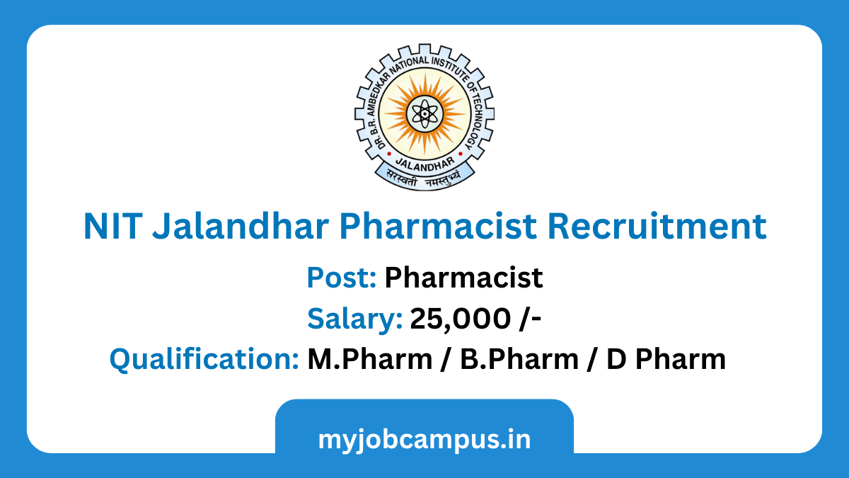 NIT Jalandhar Pharmacist Recruitment