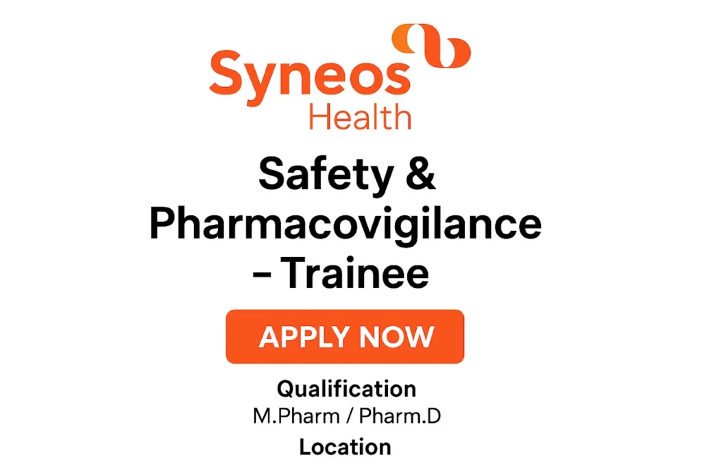 Health Safety & Pharmacovigilance Trainee Job Qualification