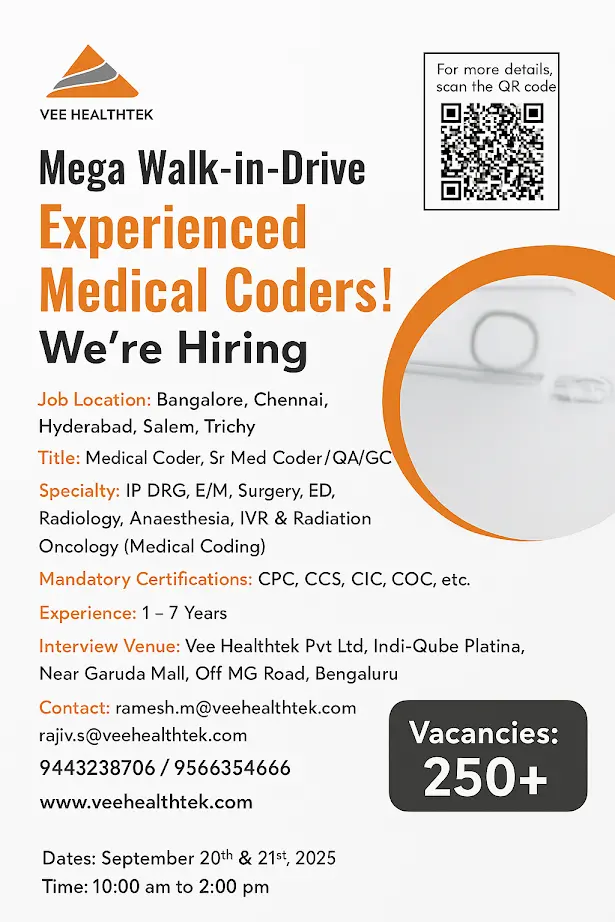 Vee Healthek Medical Coder Walk In Drive Details